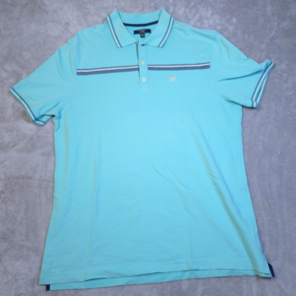 Banana Republic Milly Polo Mens XL Aqua Blue Striped Pique Preppy Summer Casual